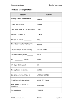 Advertising slogans - teacher sheets