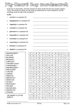 Wordsearch on chapters 7 and 8