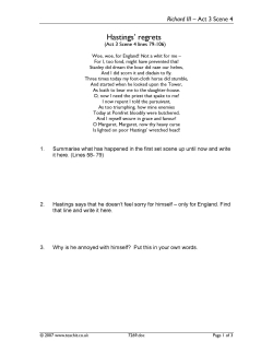 Hastings' regrets - questions on Act 3 Scene 4