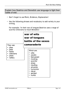 A battle of wits - key vocabulary A battle of wits - key vocabulary