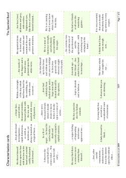 Characterisation cards
