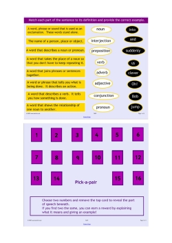 Parts of speech matching activity