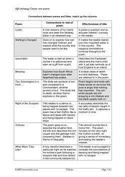 Connections between poems and titles Connections between poems and titles