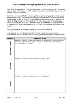 Am I bovvered? - investigating idiolect and youth sociolect Am I bovvered? - investigating idiolect and youth sociolect