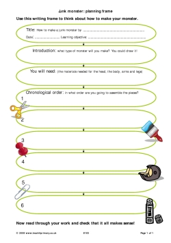Junk monster: planning frame