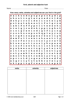 Verb, adverb and adjective hunt