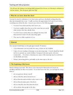 Teaching with little preparation