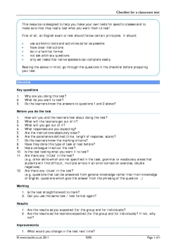 Checklist for a classroom test