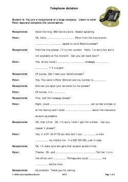 Telephone dictation