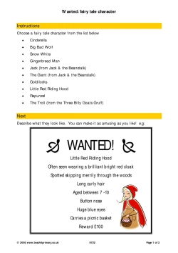 Wanted: fairy tale character