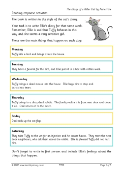 The Diary of a Killer Cat: reading response activities