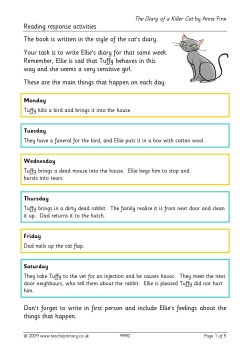 The Diary of a Killer Cat: reading response activities
